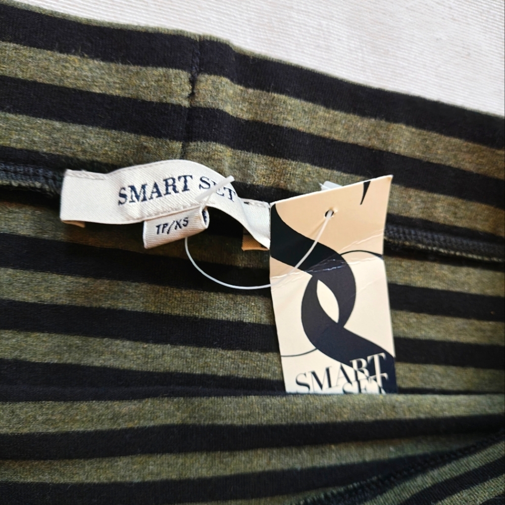 Smart Set Striped Black and Green Midi Skirt - Picture 4 of 5